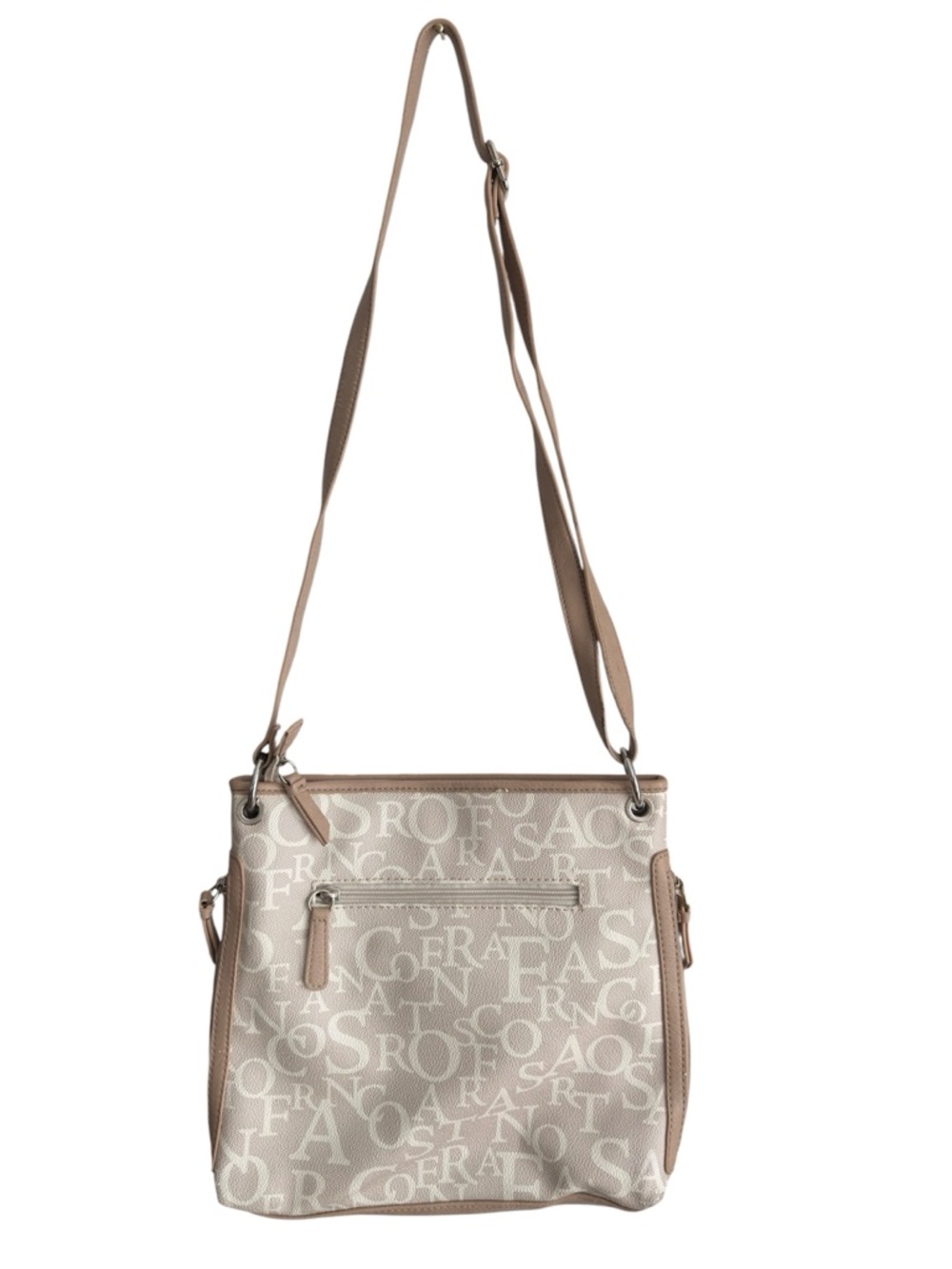 Neutral Monogram Crossbody Bag Multi Zip Beige Taupe Handbag Multi Compartment - Picture 10 of 16